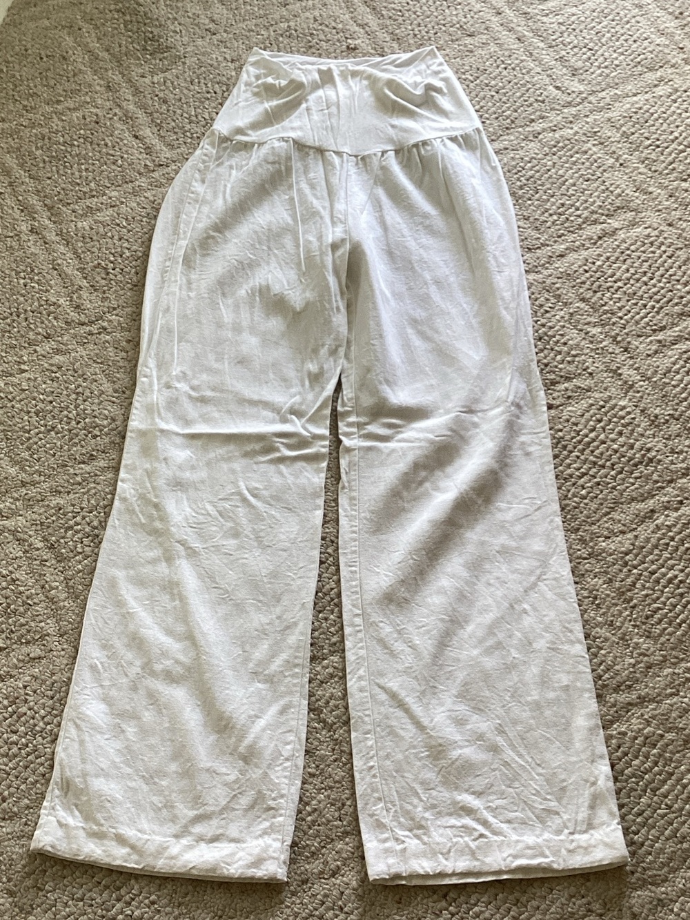 Love Tree Los Angeles wide leg pants foldable waistband Breezy linen blend S
